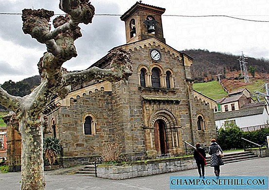 Asturias - Santa Eulalia de Ujo, kirken, der flyttede for at give plads til toget