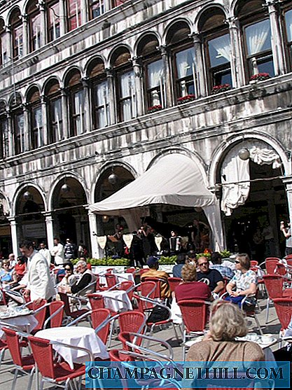 Historic cafes and terraces with classical music in St. Mark's Square in Venice