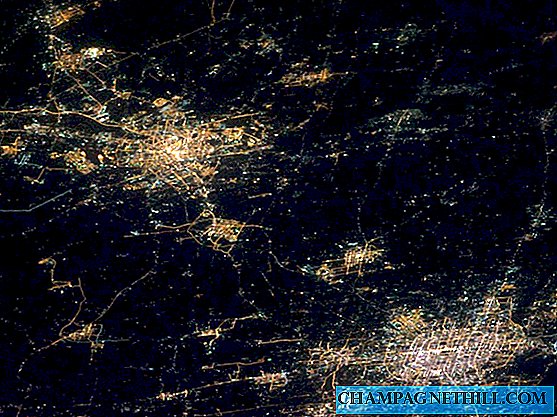 Pečinska nočna fotografija, posneta z Mednarodne vesoljske postaje